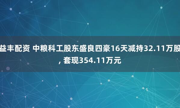益丰配资 中粮科工股东盛良四豪16天减持32.11万股, 套现354.11万元